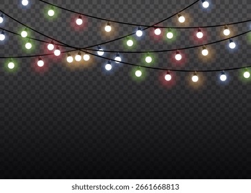 Lâmpada brilha com luz branca e dourada em um conjunto de vetor realista de decoração xmas com brilho brilhante para uma festa alegre ou evento de dia dos namorados

