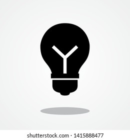 Bulb Glyph Icon with Gray Shadow