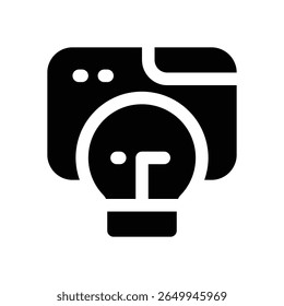 bulb glyph icon. Strong and solid vector icon for websites, mobile interfaces, presentations, and visual branding. High quality and easy to edit.