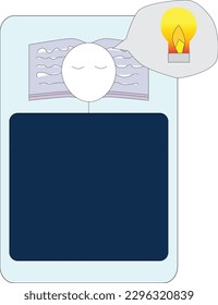 bulb with graph studying until sleep then get any idea daydreaming after sleeping simple vector