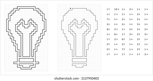 Bulb Graphic Dictation Drawing Icon, Electric Incandescent Fluorescent Light Bulb Icon Vector Art Illustration, Drawing By Cells