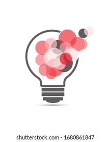 Bulb graphic red color retro art for idea and inovation.