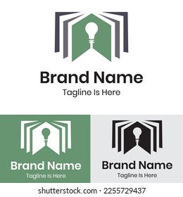 
 Bulb and green book logo design
