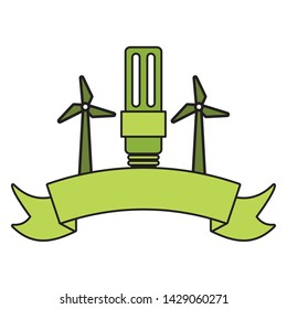 bulb halogen lamp windmill energy eco friendly environment vector illustration