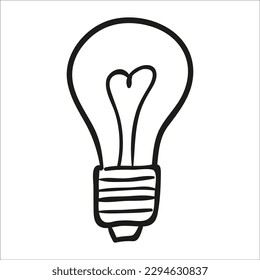 bombilla. Ilustración vectorial dibujada por mano