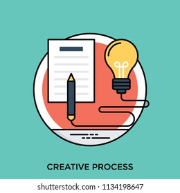 Bulb having a wire attached to a pencil kept over a paper, notion for creative process 