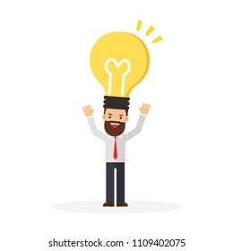 Bulb head businessman