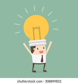 Bulb head businessman. Business concept cartoon illustration