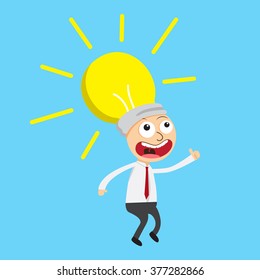 Bulb head businessman. cartoon illustration - vector concept
