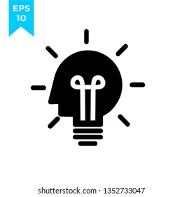 	
bulb head glyph icon. glyph style sign for mobile concept and web design. idea simple vector icon. Symbol, logo illustration. Pixel perfect vector graphics