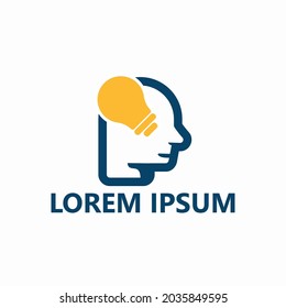 Bulb head logo template design vector illustration