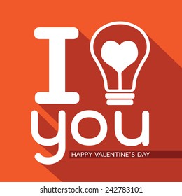 Bulb with heart Idea concept for Happy Valentines Day card in Vector illustration