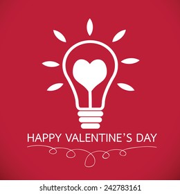 Bulb with heart Idea concept for Happy Valentines Day card in Vector illustration