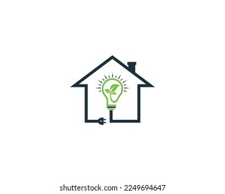 Bulb and home Creative electronic logo. vector illustration for Save energy, Smart bulb, Smart home etc.