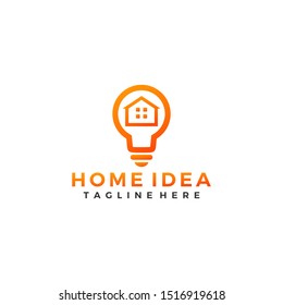 Bulb home idea logo design template