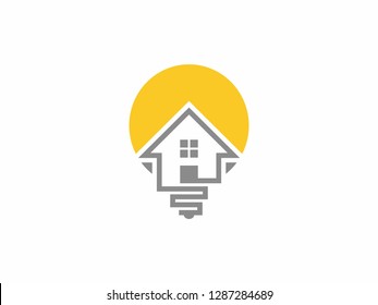 Bulb Home Logo, Home Idea logo. Smart house craetive logo.  Unique and modern design, a light bulb concept that has a house in it.