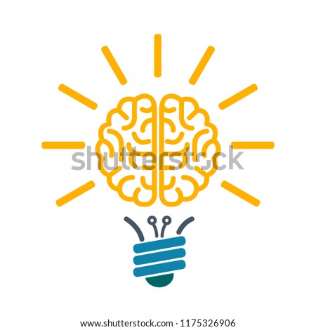 Bulb with human brain, brainstorming concept – vector