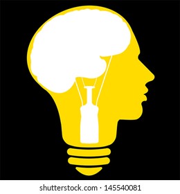 Bulb human head symbol, vector 