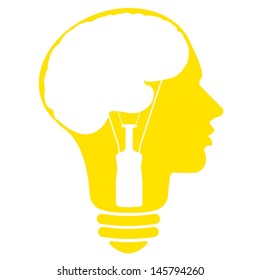 Bulb human head symbol, vector 