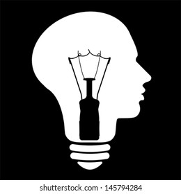 Bulb human head symbol, vector 