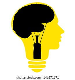 Bulb human head symbol, vector 