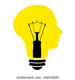 Bulb human head symbol, vector 