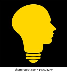 Bulb human head symbol, vector 