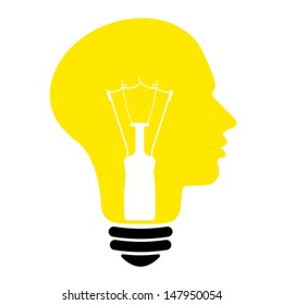 Bulb human head symbol, vector 