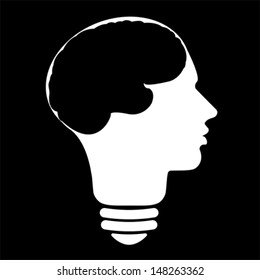 Bulb human head symbol, vector 