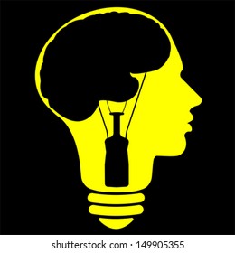 Bulb human head symbol, vector 