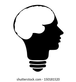 Bulb human head symbol, vector 
