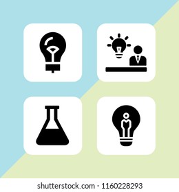 bulb icon. 4 bulb set with flask outline, idea and lightbulb vector icons for web and mobile app