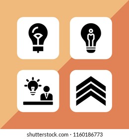 bulb icon. 4 bulb set with lightbulb, idea and arrow vector icons for web and mobile app