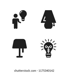bulb icon. 4 bulb vector icons set. idea, lamp and man standing with a lightbulb icons for web and design about bulb theme