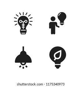 bulb icon. 4 bulb vector icons set. light bulb, idea and man standing with a lightbulb icons for web and design about bulb theme