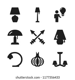 bulb icon. 9 bulb vector icons set. lamp, arrows and chandelier icons for web and design about bulb theme