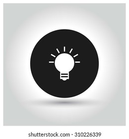 Bulb Icon. Black Circle Pictogram. vector illustration
