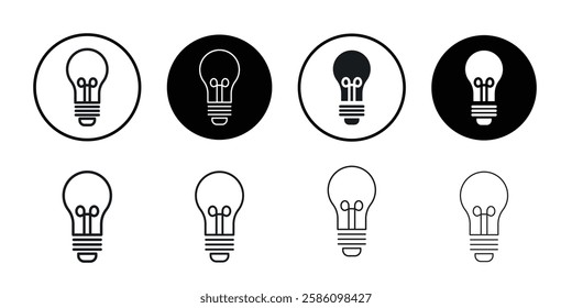 Bulb icon Black line art vector logo set