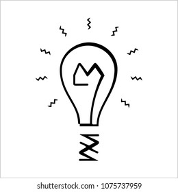Icono de bombilla Diseño caligráfico Ilustración de arte