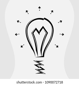 Bulb Icon Calligraphic Design Vector Art Illustration