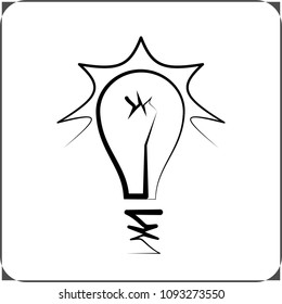 Bulb Icon Calligraphic Design Vector Art Illustration