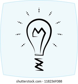 Icono de bombilla Diseño caligráfico Ilustración de arte