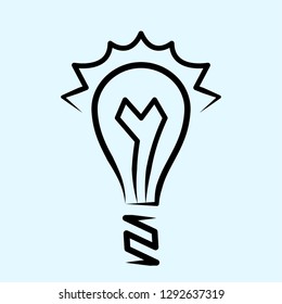 Bulb Icon Calligraphic Design Vector Art Illustration