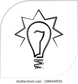 Bulb Icon Calligraphic Design Vector Art Illustration