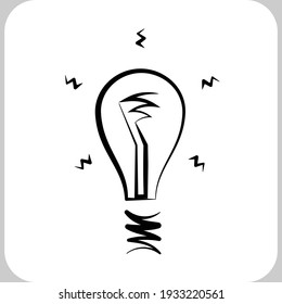 Bulb Icon Calligraphic Design Vector Art Illustration