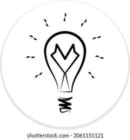 Icono de bombilla Diseño caligráfico Ilustración de arte