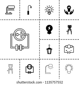 Bulb icon. collection of 13 bulb filled and outline icons such as electricity, table lamp, hair removal. editable bulb icons for web and mobile.