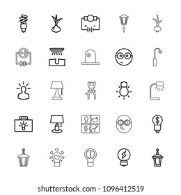 Bulb icon. collection of 25 bulb outline icons such as onion, hair removal, electricity, table lamp, nerd emoji, street lamp. editable bulb icons for web and mobile.