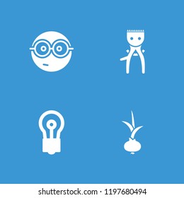 Bulb icon. collection of 4 bulb filled icons such as nerd emoji, onion. editable bulb icons for web and mobile.