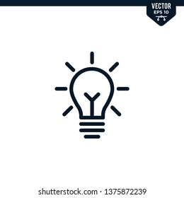 Bulb Icon Collection In Outlined Or Line Art Style, Editable Stroke Vector